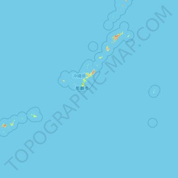 Préfecture d'Okinawa topographic map, elevation, terrain