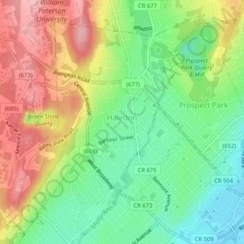 Haledon topographic map, elevation, terrain