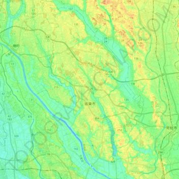 Bandō topographic map, elevation, terrain
