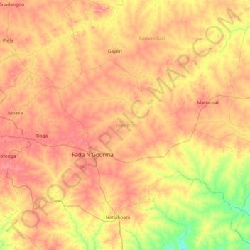 Gourma topographic map, elevation, terrain