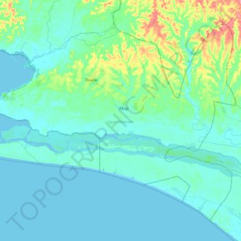 Ogun Waterside topographic map, elevation, terrain