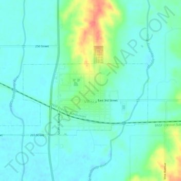 Villisca topographic map, elevation, terrain