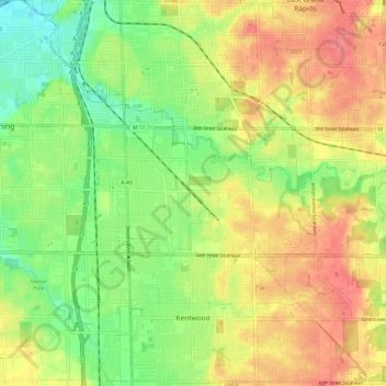 Kentwood topographic map, elevation, terrain