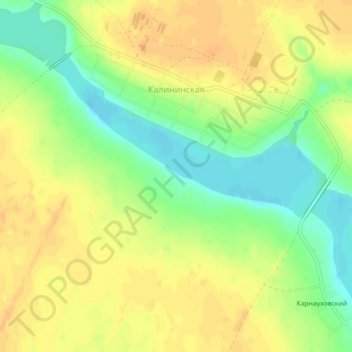 Калининская topographic map, elevation, terrain