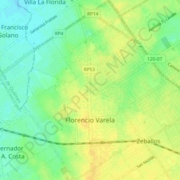 Florencio Varela topographic map, elevation, terrain