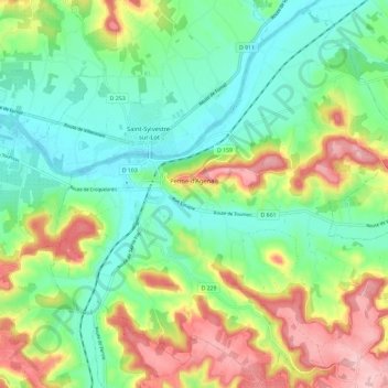Penne-d'Agenais topographic map, elevation, terrain