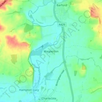 Wasperton topographic map, elevation, terrain