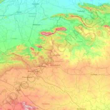 Kodarma topographic map, elevation, terrain