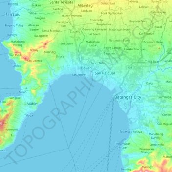 Bauan topographic map, elevation, terrain