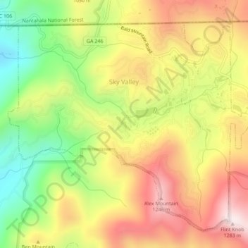 Sky Valley topographic map, elevation, terrain