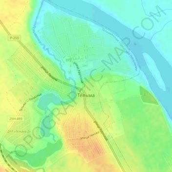 Тельма topographic map, elevation, terrain