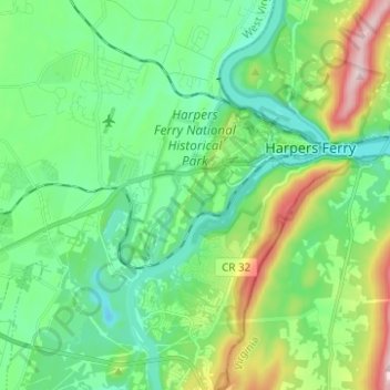 Harpers Ferry National Historical Park topographic map, elevation, terrain