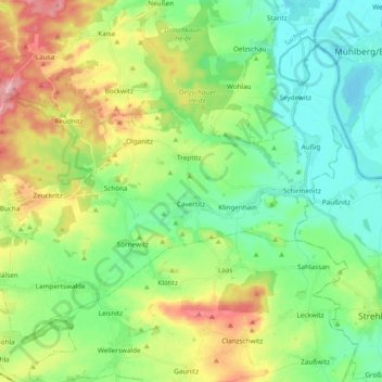 Cavertitz topographic map, elevation, terrain