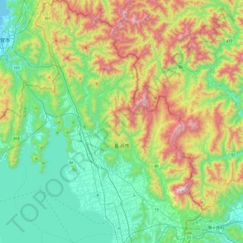 Nagahama topographic map, elevation, terrain