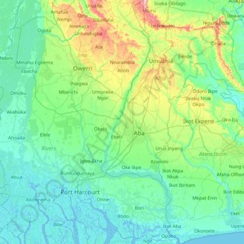 Imo River topographic map, elevation, terrain