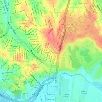Parque Capuava topographic map, elevation, terrain