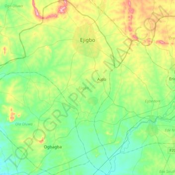 Ejigbo topographic map, elevation, terrain