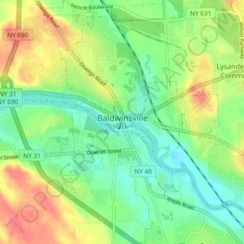 Village of Baldwinsville topographic map, elevation, terrain