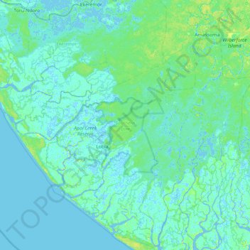 Southern Ijaw topographic map, elevation, terrain
