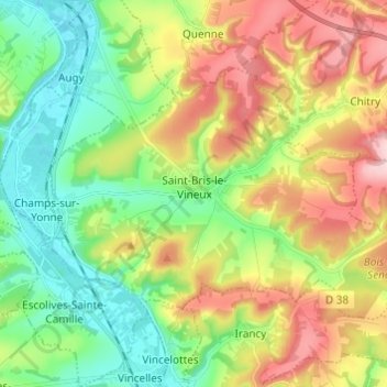 Saint-Bris-le-Vineux topographic map, elevation, terrain