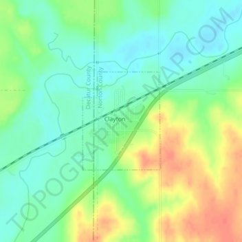 Clayton topographic map, elevation, terrain