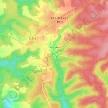 Longwé topographic map, elevation, terrain