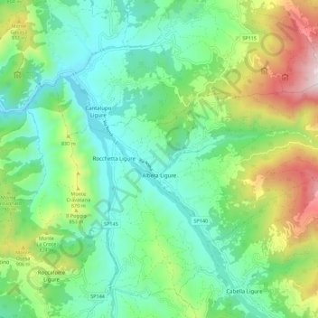 Albera Ligure topographic map, elevation, terrain