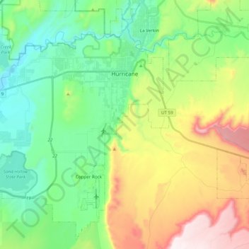 Hurricane topographic map, elevation, terrain