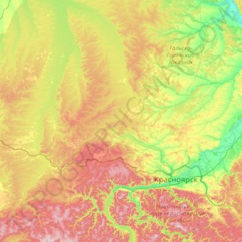 Емельяновский район topographic map, elevation, terrain