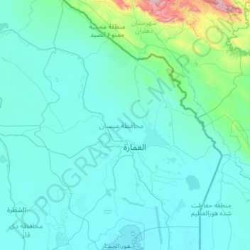 Maysan Governorate topographic map, elevation, terrain