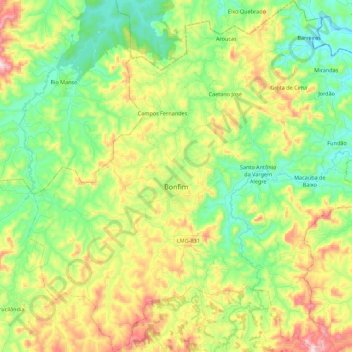 Bonfim topographic map, elevation, terrain