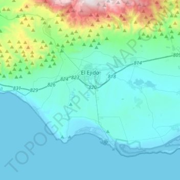 El Ejido topographic map, elevation, terrain