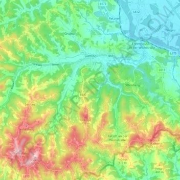 Gamlitz topographic map, elevation, terrain