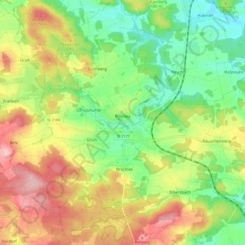 Röslau topographic map, elevation, terrain