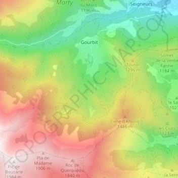 Gourbit topographic map, elevation, terrain