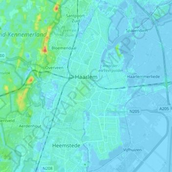 Haarlem topographic map, elevation, terrain