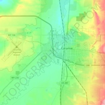 Laramie topographic map, elevation, terrain