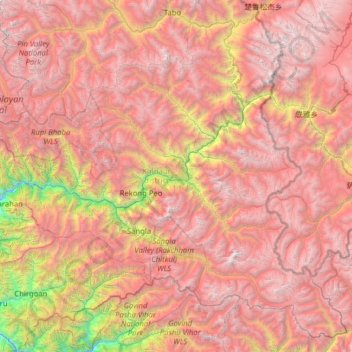 Kinnaur topographic map, elevation, terrain