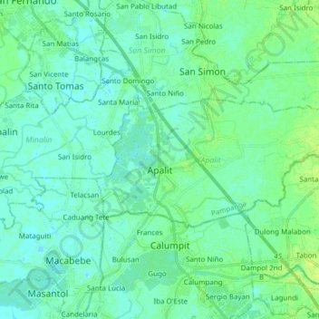 Apalit topographic map, elevation, terrain