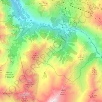 Vénosc topographic map, elevation, terrain