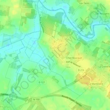 Luchat topographic map, elevation, terrain