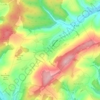 Steinbach am Glan topographic map, elevation, terrain