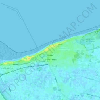 Knocke topographic map, elevation, terrain