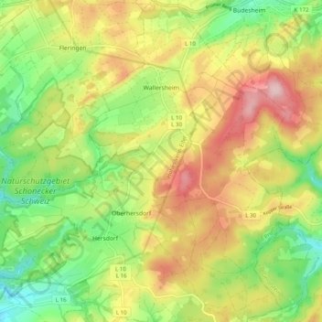 Wallersheim topographic map, elevation, terrain