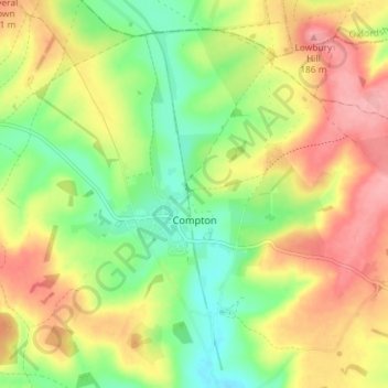 Compton topographic map, elevation, terrain