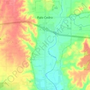 Palo Cedro topographic map, elevation, terrain
