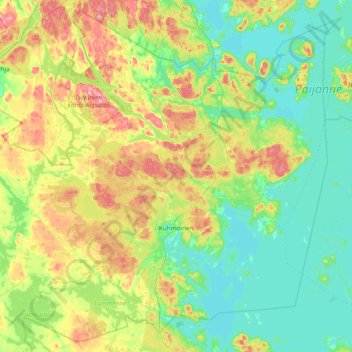 Kuhmoinen topographic map, elevation, terrain