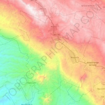 Teopisca topographic map, elevation, terrain