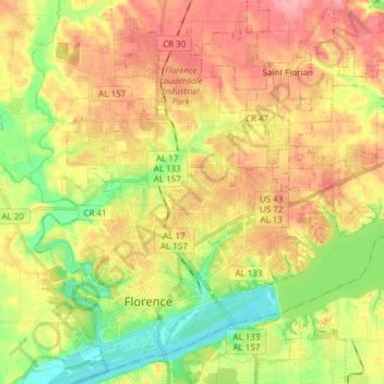 Florence topographic map, elevation, terrain