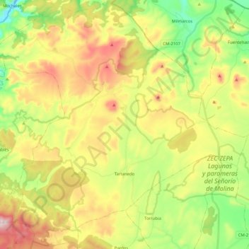 Tartanedo topographic map, elevation, terrain